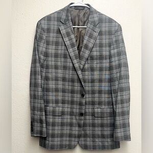 Lauren Ralph Lauren Checkered Grey Blazer Jacket Coat Size 44L EUC